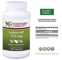 Iodine - HP 12.5 mg | High Potency Iodine Complex| Sodium Iodide Potassium Iodide | 180 Vegetarian Capsules | Adaptogen Research