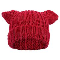 Theoylos Women's Winter Hat Warm Knitted Wool Beanie Hat Thick Baggy Slouchy Skull Cap Ladies Ribbed Crossed Cap Red