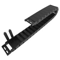 LMioEtool R28/38 15mm x 50mm(Inner H x Inner W) Black Plastic Cable Wire Carrier Drag Chain 1M Length for CNC, with End Connectors - Semi Enclosed Type (Inner Side openable)