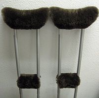Real Merino Sheepskin BROWN 4 Piece Crutch Pads Set = 1 pr Underarm + 1 Pr Hand Grips Made in USA By JMSProductsUSA