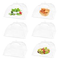 (6 Pack) 17 Inch(L)x17 Inch(W)x8 Inch(H)Pop-Up Mesh Screen Food Cover Tent Umbrella for Outdoor Camping, Picnics, Parties, BBQ, Collapsible and Reusable Food Net Cover