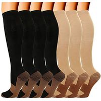 7 Pairs Copper Compression Socks for Men Women 20-30 mmhg Knee High Stockings