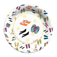 X&O Paper Goods 8 Count Decorative Paper Lunch/Dessert Plates, By Lolita, Easy Clean Up, Measures 8" - Flip Flop