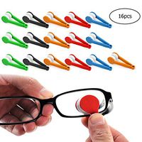 GCOA 16 Pack Mini Sun Glasses Eyeglass Microfiber Spectacles Cleaner Soft Brush Cleaning Clip Tool (Random Color)