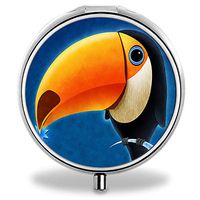 Pill Organizer Cases MLONE Round Sliver Weekly Pill Boxes 3 Times-a-Day with Mirror for Travelling/Pocket/Daily Needs, Medication Box Compartments to Hold Vitamins, Cod Liver Oil, Supplements