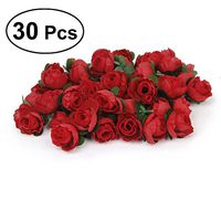 OULII 30pcs 3cm Silk Roses Flower Heads for DIY Craft Wedding Decoration (Red)
