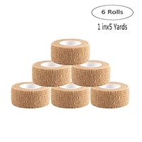 JKJF Self Adhesive Elastic Bandage Finger Tape, Width 1 Inch Length 5 Yards/Roll (Beige, 6 Rolls)