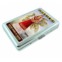 Perfection In Style Metal Silver Cigarette Case Vintage Travel Posters Design 015