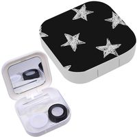 Portable Contact Lens Case Box Travel Kit Mirror + Bottle + Tweezers Container Holder [ Stars ]