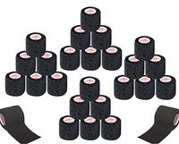2 Inch Vet Wrap Tape Self Adhesive Medical Bandage Free Bonus Rolls (Black) (22 Pack Plus 2 Free Rolls) Self Adherent Cohesive First Aid Sport Flex Wrist Ankle Knee Sprains and Swelling