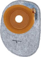 Coloplast Assura One-Piece Closed Pouch with Integrated Charcoal Filter and Oval Pre-Cut Nonconvex Skin Barrier 1-1/8" Stoma Opening, Anatomical Design, 350mL, 7" L, Medium, Transparent, Flexible Adhesive, Soft Cloth on Front and Back (Box of 30 Each)