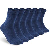 Facool Crew Socks Diabetic Men Women Moisture Wicking No Blister Anti Skid Cotton Cushion Non Binding Socks 6 Pairs Navy Blue M