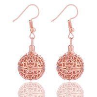 GIONO Filigree Ball Openable Aromatherapy Essential Oil Diffuser Locket Lava Stone Earring Set