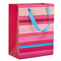 12ea - 7 X 3-7/8 X 9 Pink Multi Stipes Euro Tote Gusset - 3 7/8"