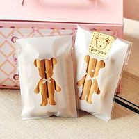 BBC Cute Bear Self Adhesive Cookie Bags with Lovely Stickers, 2.8x3.5 Inch, 200 Sets