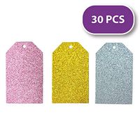 Besecraft 30pcs Glitter Gift Tags with Holes, 60x100mm for Wedding, Holiday, Valentines, Presents, Thanks.