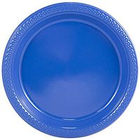 JAM PAPER Round Plastic Party Plates - Small - 7 inch - Blue - 20/Pack