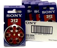 Sony Hearing Aid Battery Size 312 made in Japan Genuine Pack 30 batteries Exp 2014