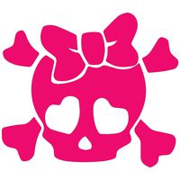 ANGDEST Girly Skull (Pink) (Set of 2) Premium Waterproof Vinyl Decal Stickers for Laptop Phone Accessory Helmet Car Window Bumper Mug Tuber Cup Door Wall Decoration