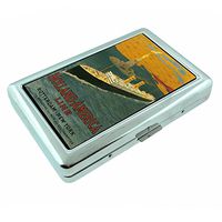Metal Silver Cigarette Case Vintage Poster D-075 Holland America Line Rotterdam New York Via Boulogne