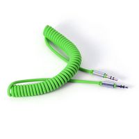 Vansee❤❤1M 3.5 mm Coiled Stereo Audio Cable Car Auxiliary Audio Cable Male to Male (Green)