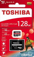 Toshiba 128GB 128G EXCERIA M303 with SD Adapter microSDXC UHS-I U3 Card 4K Class10 V30 A1 microSD micro SD Card Memory Card Read 98MB/s Write 65MB/s ( THN-M303R1280A2 )