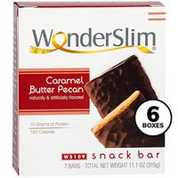 WonderSlim High Protein Snack Bar / Diet Bars - Caramel Butter Pecan (7ct) 6 Box Value-Pack (Save 15%) - Trans Fat Free, Aspartame Free, Kosher, Cholesterol Free