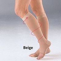 Unisex Adult Firm Support Compression Open Toe Knee High Stockings - Beige - X-Large