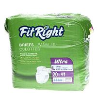 Medline Fitright Ultra Briefs, Large, 80 Count (Pack of 12)