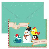 United Feathered Friends Single Christmas Cards - Snowman (1 Card + 1 Envelope + 1 Sticker) | Rungtong & Co. Stationery Line
