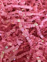 Iridescent Light Pink Crinkle Cut Paper Shred 7.5 oz. Gift Basket Package Grass Filler Decoration Wrap Bedding