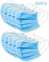 50 Pcs Disposable Three-Layer Masks with Earloop and Nose Clip for Protection Can Filter Toxic Gases