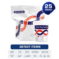 9 Panel Urine Drug Test Cup - Instant Test for 9 Drugs BZO, COC150, MTD, OPI300, THC, PCP, BUP, mAMP,ETG with Prevent Cheating Strips (Pack of 25)