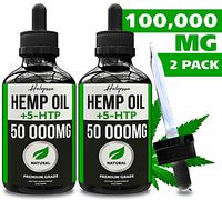 Hemp Oil Extract for Pain & Stress Relief with 5-HTP - 50 000MG - 100% Natural Hemp Oil Extract for Anxiety, Better Sleep, Mood & Stress, Skin & Hair - Made in USA