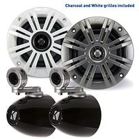 Kicker 4 Inch KM-Series Marine Speaker Bundle 41KM44CW with Black Wake Tower Enclosure