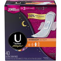 U By Kotex 980782 Allnighter Overnight Ultra Thin, 40 Pads