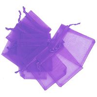 LEFV Organza Bags Sheer Drawstring Pouches Jewelry Wedding Party Christmas Favor Gift Bag, 3.5inch x 4.5inch, Pack of 50(Purple)