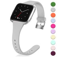 Hamile for Fitbit Versa/Versa 2/SE/Lite Bands, Slim Soft Silicone Wristbands Fitness Straps Replacement Belt for Fitbit Versa Lite Edition Fitness Smart Watch Band, Women Men Kids, Large (Grey)