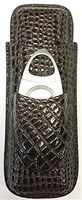 Eclipse Croco Print 2 - Finger Vinyl Cigar Case w/Cigar Cutter Holder, 3350C