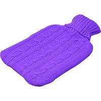 Harbour Housewares Full Size Hot Water Bottle, 2L - with Soft Knitted Cover - Purple