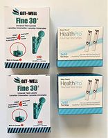 GET•WELL Fine 30g Universal Twist Lancets - Made in Canada ! 200 CT HealthPro Blood Glucose Test Strips