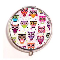 Owl Custom Fashion Round Pill Box Medicine Tablet Holder Wallet Organizer Case for Pocket or Purse