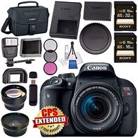 Canon EOS Rebel T7i DSLR Camera with 18-55mm Lens 1894C002 + Sony 16GB SDHC Card + Sony 32GB SDHC Card + Flash + Canon 100ES EOS Shoulder Bag + Card Reader + Memory Card WalletBundle