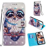 iPhone 11 Pro Max Case with Screen Protector,iPhone 11 Pro Max Wallet Case,PU Leather Case 3D Luxury Flip Case Card Holder Kickstand Case for iPhone 11 Pro Max Cute Owl