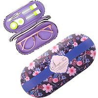 Contact Lens Case - 2 in 1 Double Sided Portable Glasses Case -Sweet Floral Glasses Case Lens Design Perfect for Home, Office and Travel (Style C)