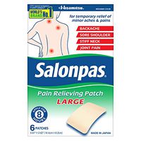 Salonpas, Pain Relieving Patch, LARGE, 6 Count (Pack of 1), Pain Relieving Patch for Back Pain, Neck Pain, Shoulder Pain, Knee Pain, Muscle Soreness and Pain, Joint Pain, Up to 8 Hours of Pain Relief