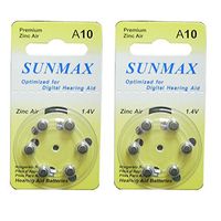 Sunmax 12 X Hearing Aid Batteries A10 10A Za10 10 Pr70