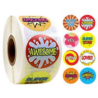 sakd Cartoon Stickers Roll Adorable Word Label 500 Sheet Cute Sticker Decal Toys for Kid's Party Favor Décor Teacher Classroom Kindergarten