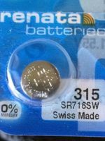 One (1) X Renata 315 Sr716Sw Sb-At Silver Oxide Watch Battery 1.55V Blister Packed