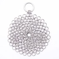 Round Stainless Steel 316 Cast Iron Cleaner Brush Scrubber for Cast Iron Pan Cast, Cooking, Camping or Travel,Tuscom (4×4'')